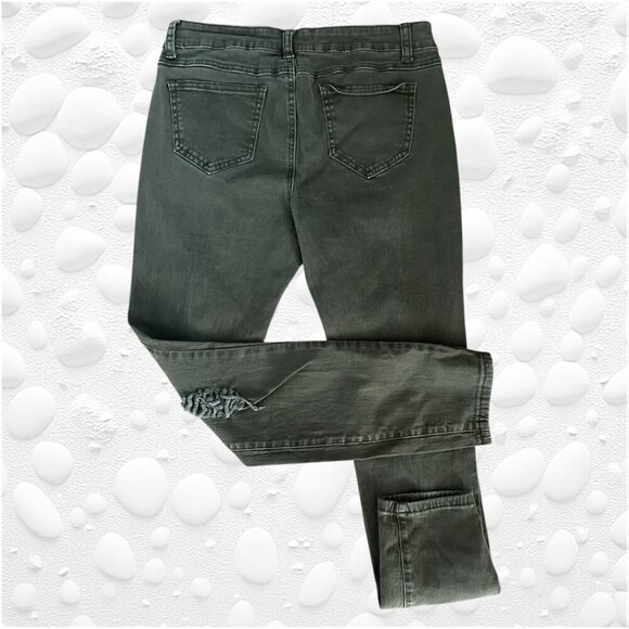 Green Skinny Leg Distressed Ripped Casual Jeans - Size 30-32" - Picture 3 of 7